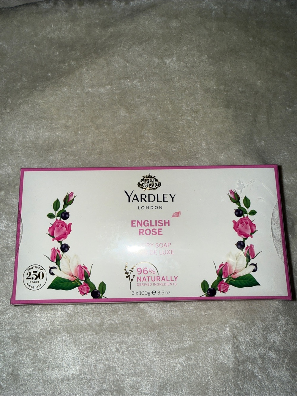 Yardley London English Rose Bath Soap Trio - Pink & White Floral Box
